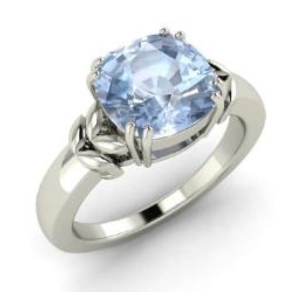 Cushion Cut Aquamarine Solitaire Ring